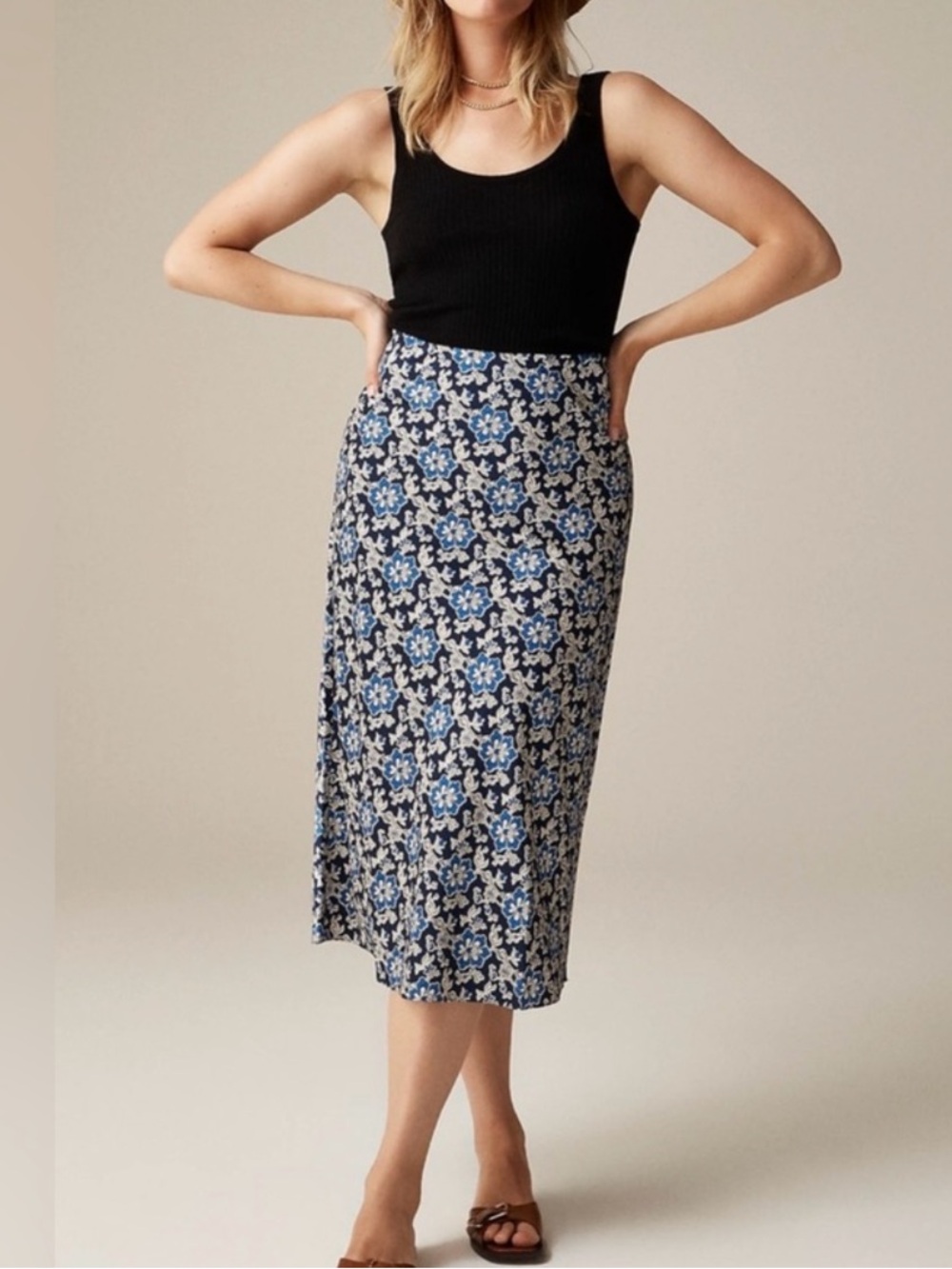 J Crew Gwyneth Slip Skirt in Floral Luster Charmeuse | MEDIUM NWT - Picture 2 of 9